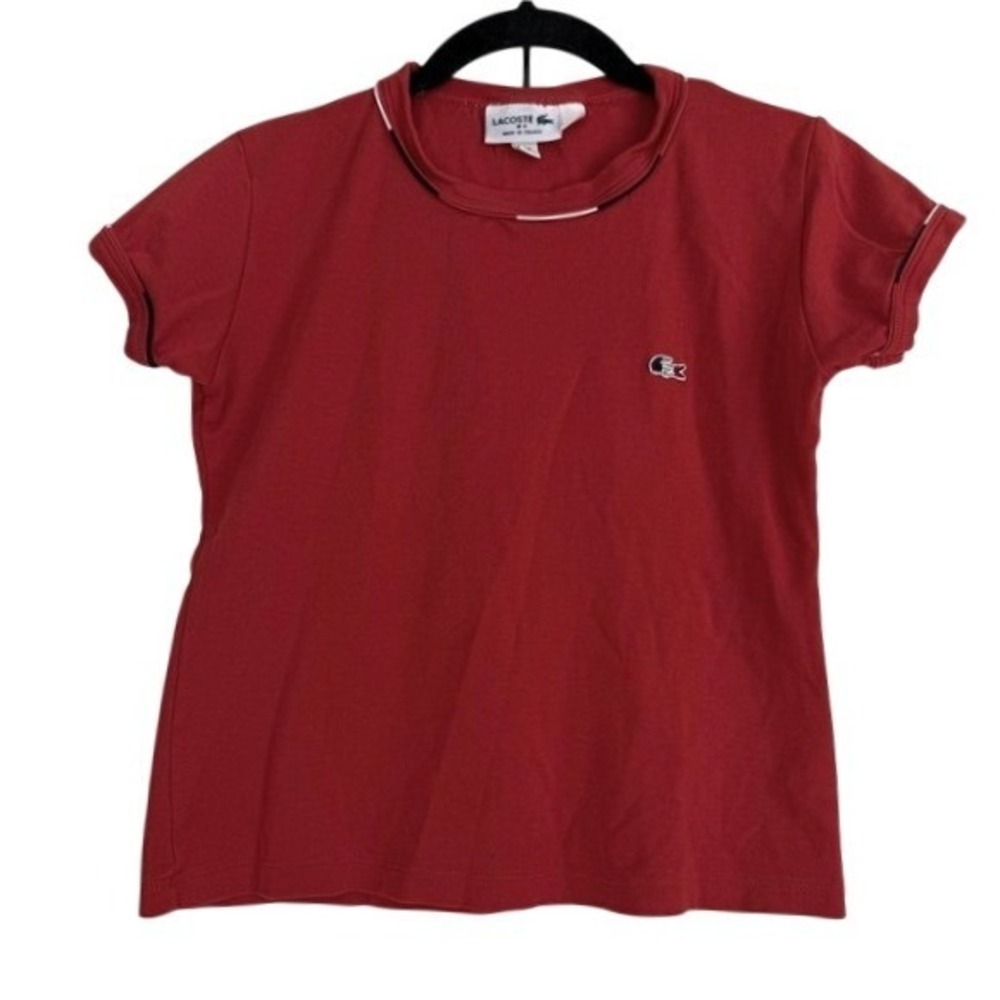 Lacoste Red Cotton Short Sleeve T-Shirt Crew Neck Logo FR 5 US M